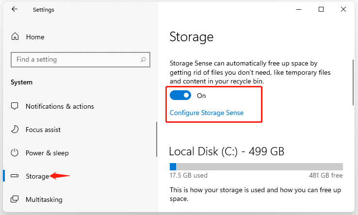 Configure Storage Sense
