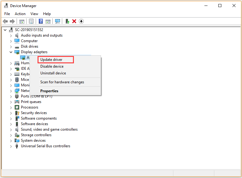 update Graphics Card driver