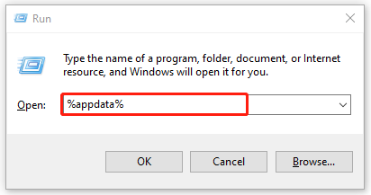 open the AppData folder via the Run box