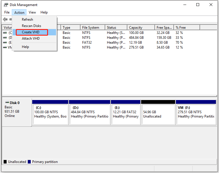 create VHD