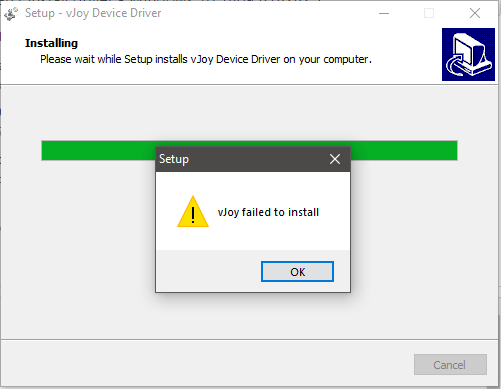 VJoy failed to install