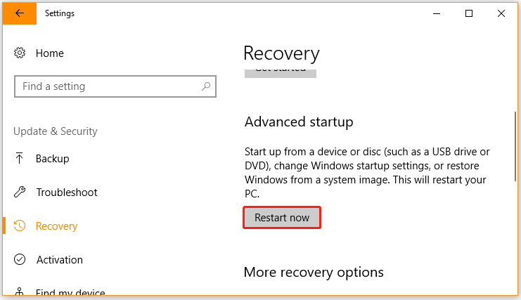 click on Restart Now in Settings