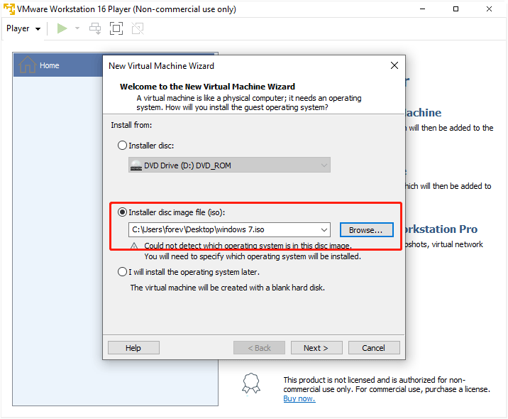 Create Windows 7 VM using VMware