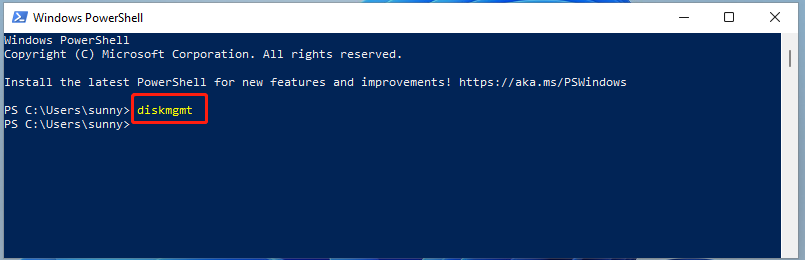 open Disk Management via Windows PowerShell