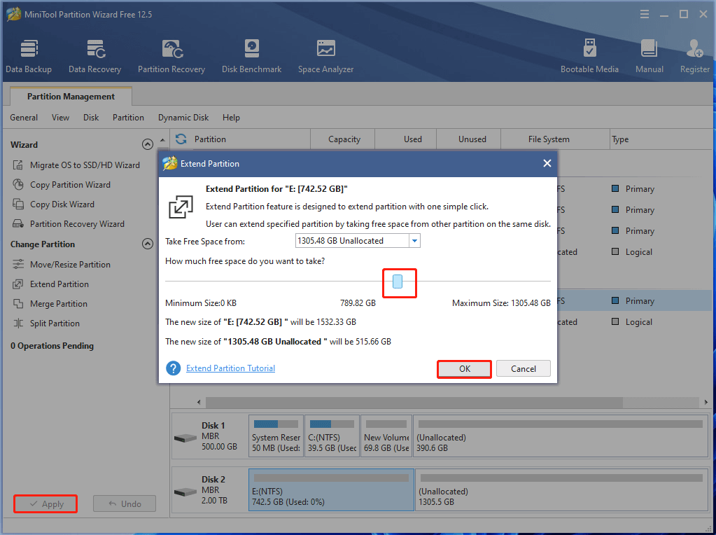 extend partition