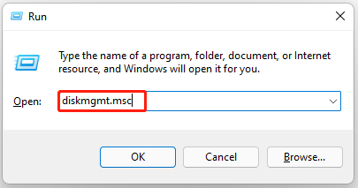 open Disk Management from the Run window