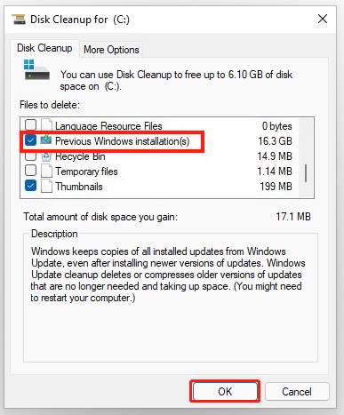 delete Previous Windows installation folder in Windows 11