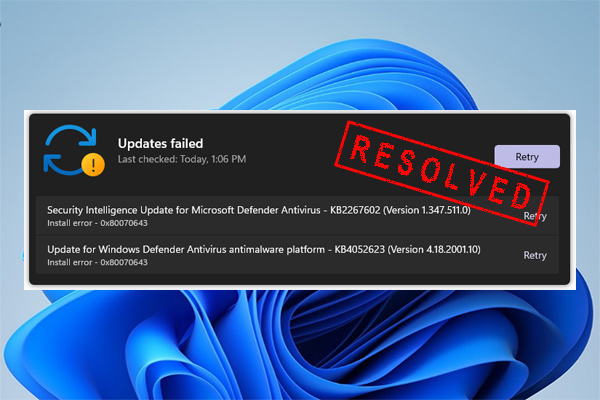 why you can’t update Windows Defender in Windows 11