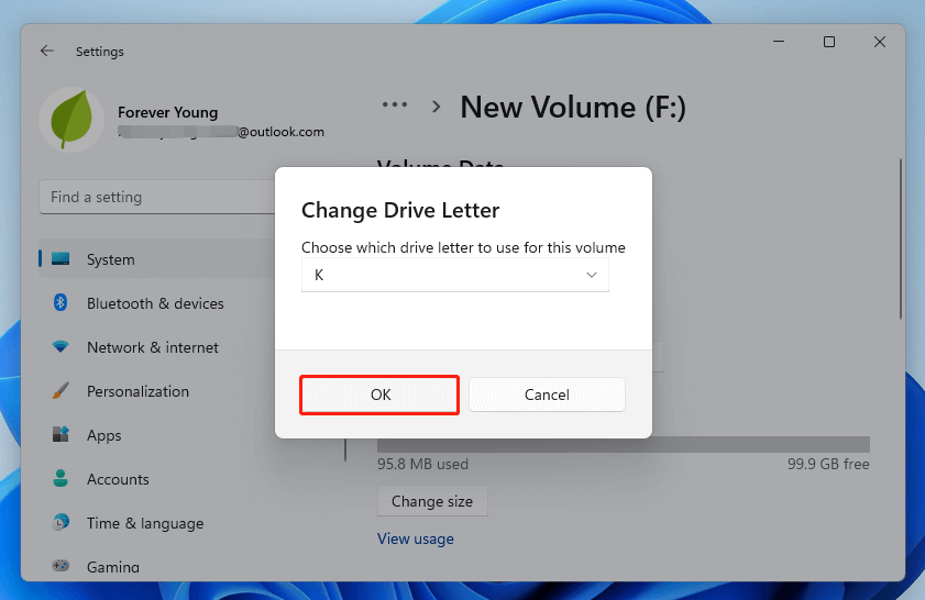 change drive letter