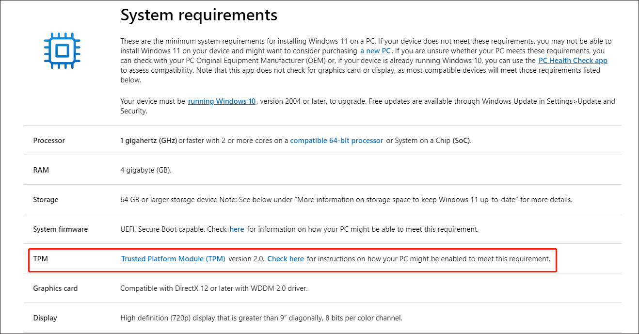 system requirements