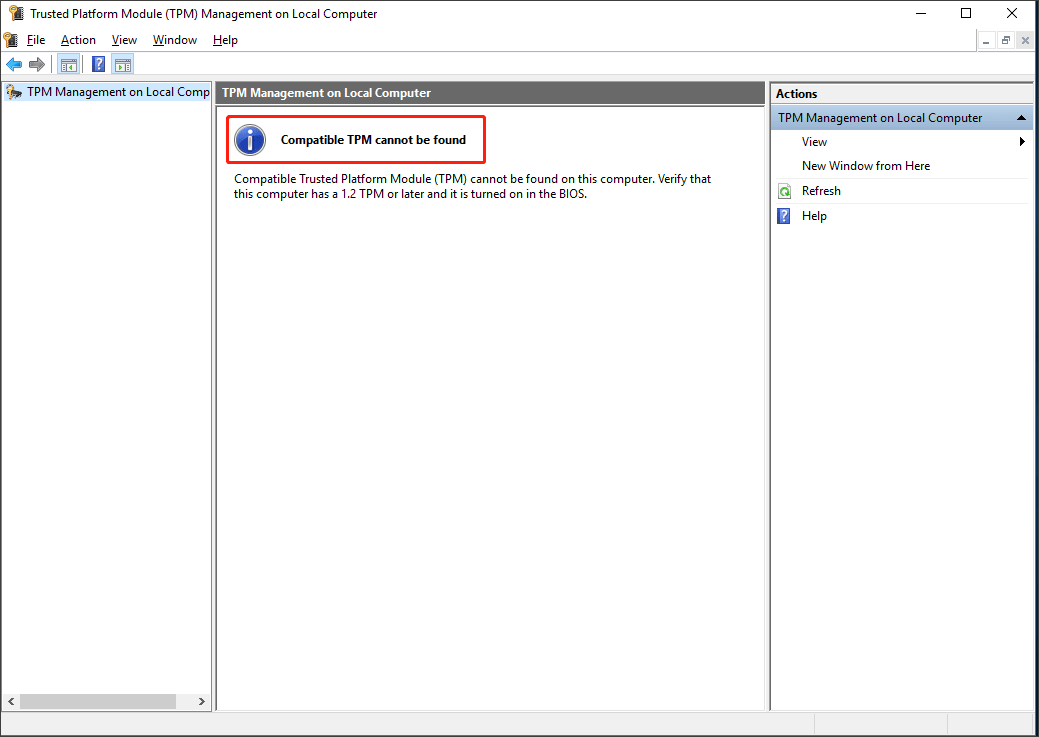 compatible TPM cannot be found