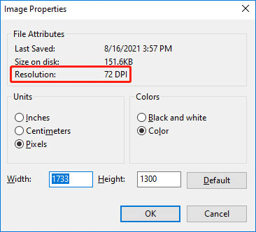 check image DPI in Paint