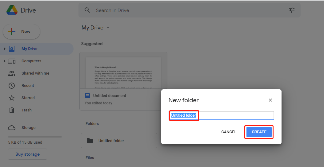create a new folder and name it