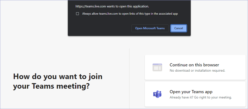 choose a way to join your Teams meeting