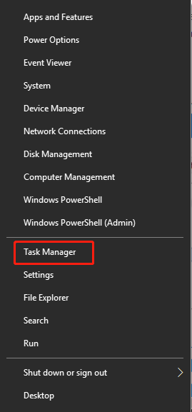 open Task Manager from the Start menu