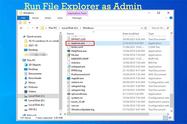run File Explorer as admin