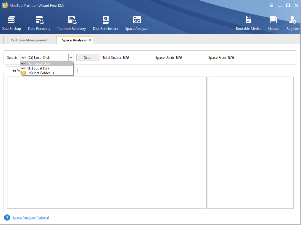 scan a partition for space analyzation