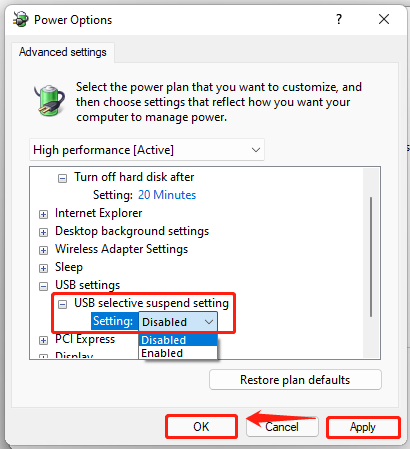 disable USB selective suspend Windows 11
