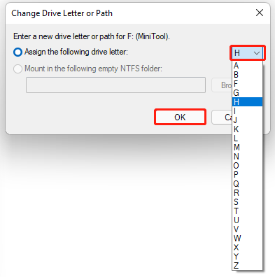 add a drive letter in Windows 11