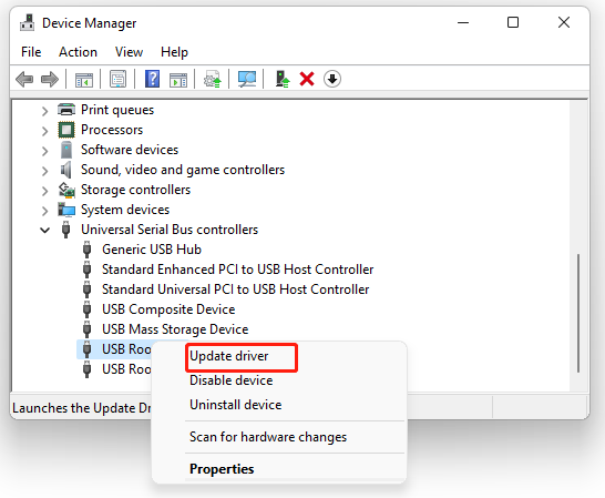 update USB controller driver Windows 11