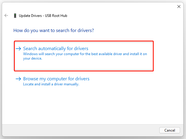 select Search automatically for driver Windows 11