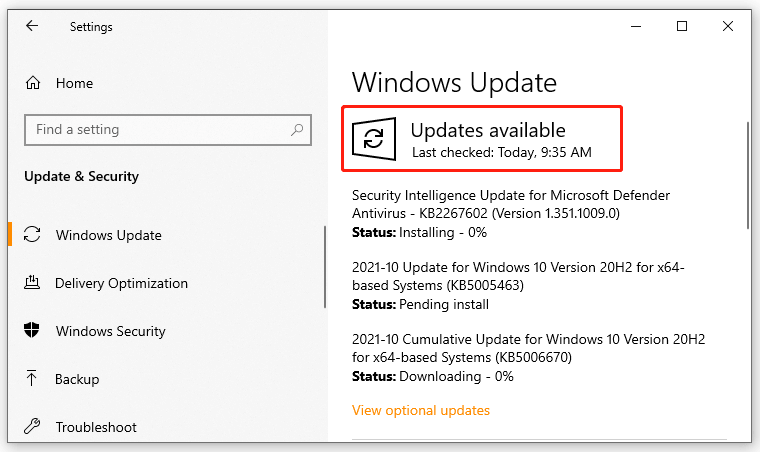 check for Windows updates manually