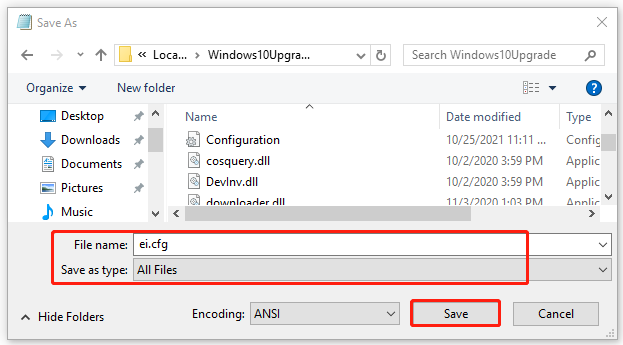 change the file name and type of the config file