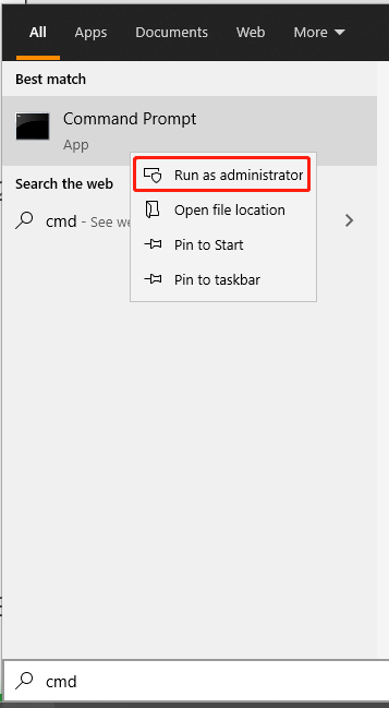 run Command Prompt as an administrator