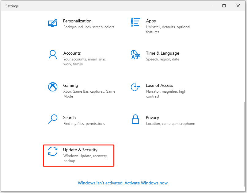 choose Update & Security