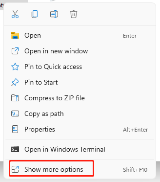 select Show more options