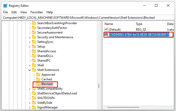 change the name of Blocked key