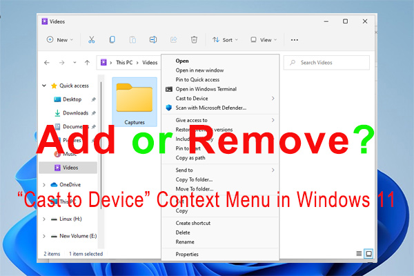 how to add or remove Cast to Device context menu in Windows 11