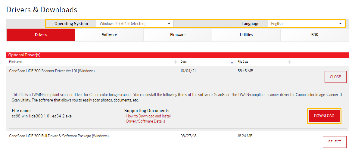 download Canon Scanner driver