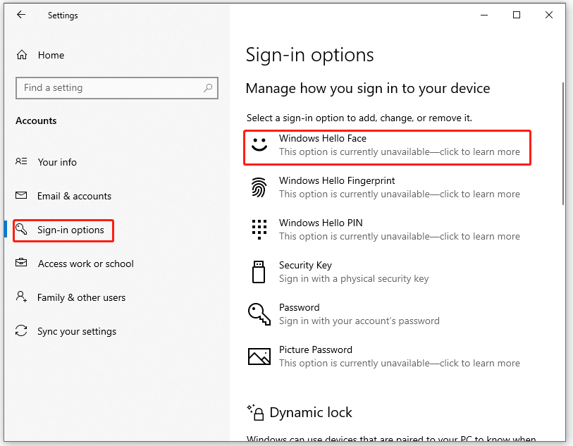 register the Windows Hello Face data