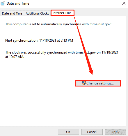 click Change settings