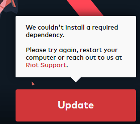 we couldnt install a required dependency