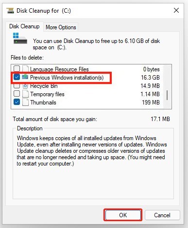 delete Previous Windows Installations in Windows 11