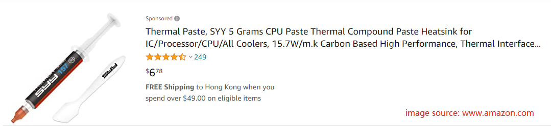 thermal paste sold on Amazon