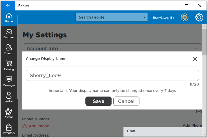 How to change your display name and username on Roblox