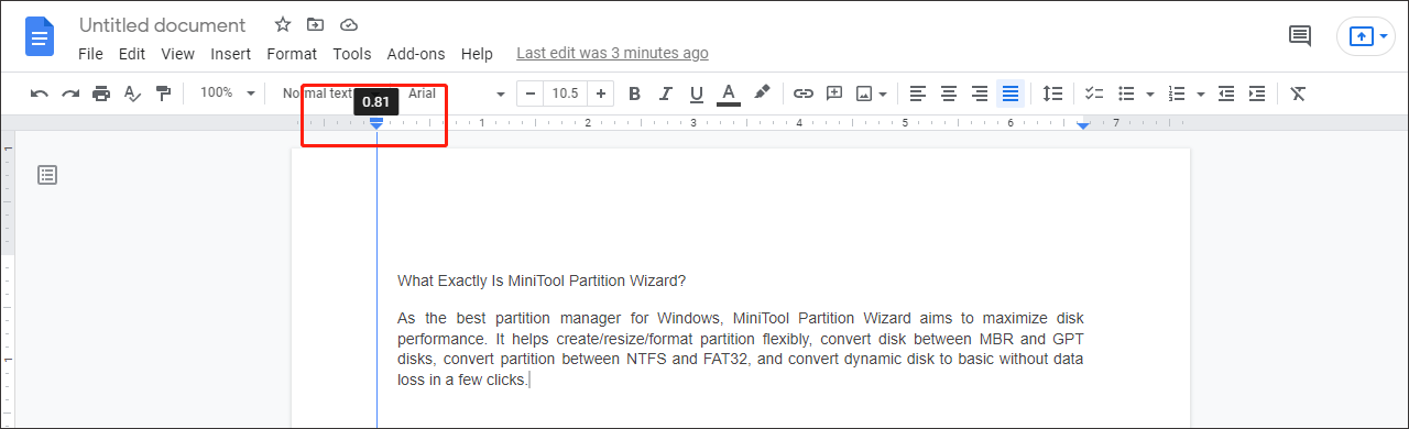 drag to change the margins