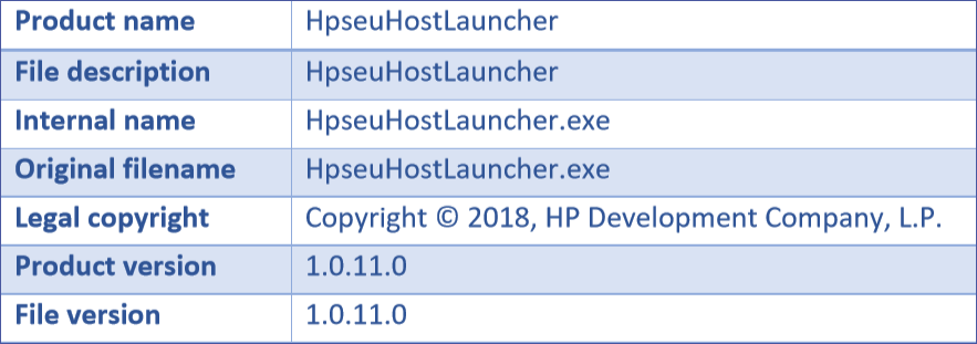 the available information on HpseuHostLauncher.exe