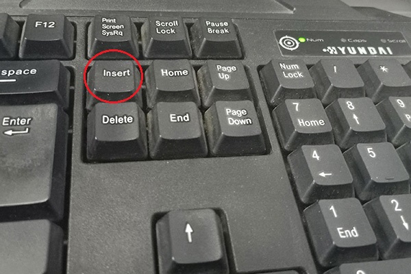 Insert key on laptop