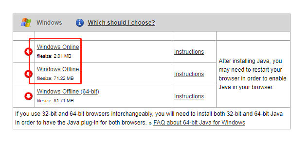 java runtime environment 32 bit or 64 bit windows 10