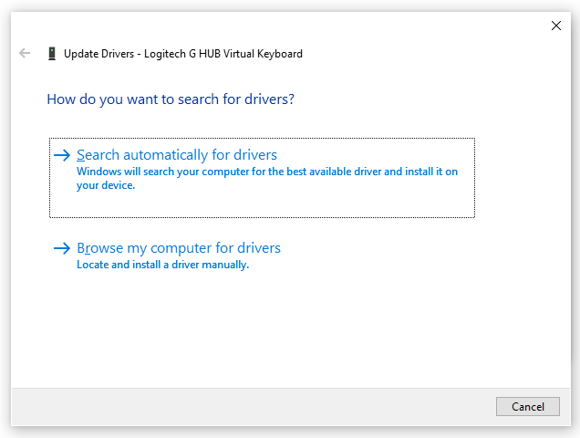 select a way to update the device driver