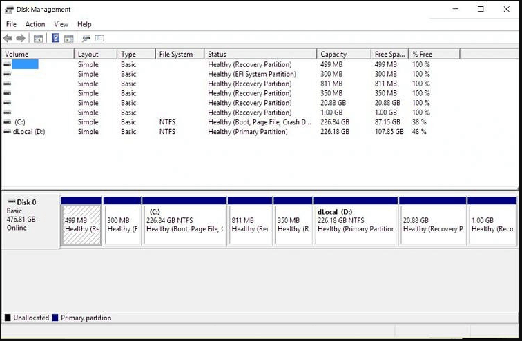 multiple recovery partitions in Disk Management