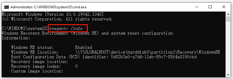 check which recovery partition is using