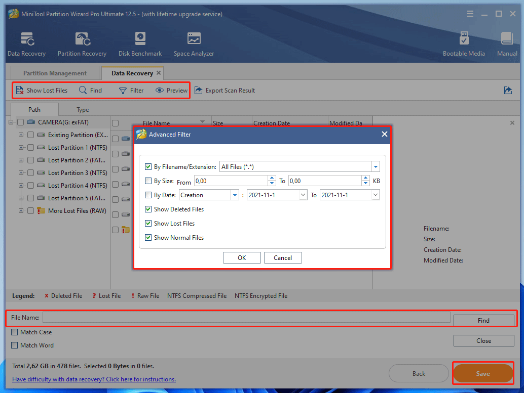 find lost files and save them to a safe place