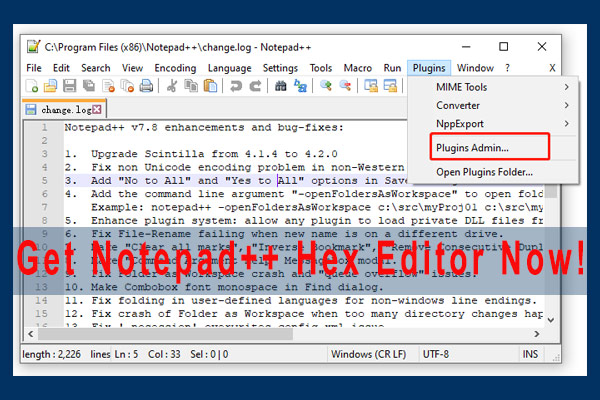 Notepad++ Hex Editor