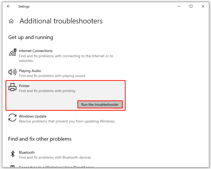 click Run the troubleshooter