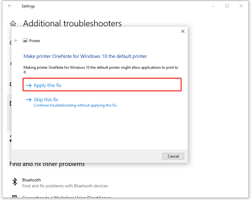 click Apply this fix